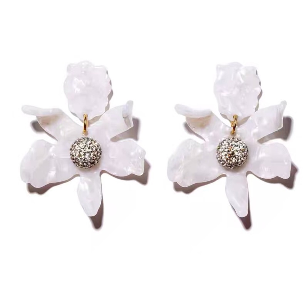 Lele Sadoughi Crystal Lily Clip Earrings